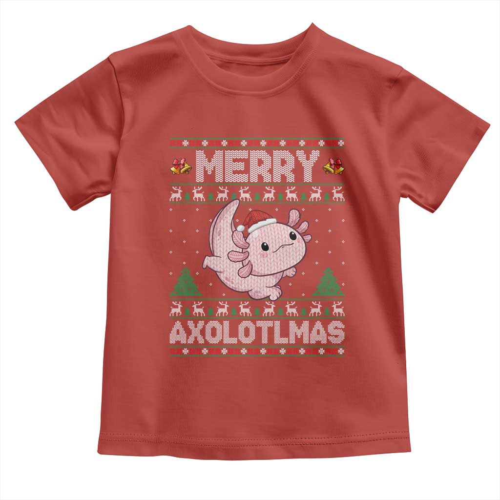 Funny Christmas Axolotl Toddler T Shirt Merry Axolotlmas Xmas Salamander TS11 Red Print Your Wear