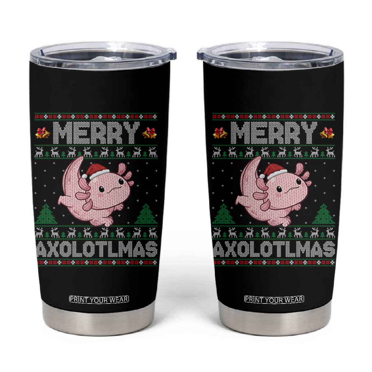Funny Christmas Axolotl Tumbler Cup Merry Axolotlmas Xmas Salamander TS11 Black Print Your Wear
