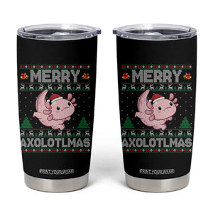 Funny Christmas Axolotl Tumbler Cup Merry Axolotlmas Xmas Salamander TS11 Black Print Your Wear