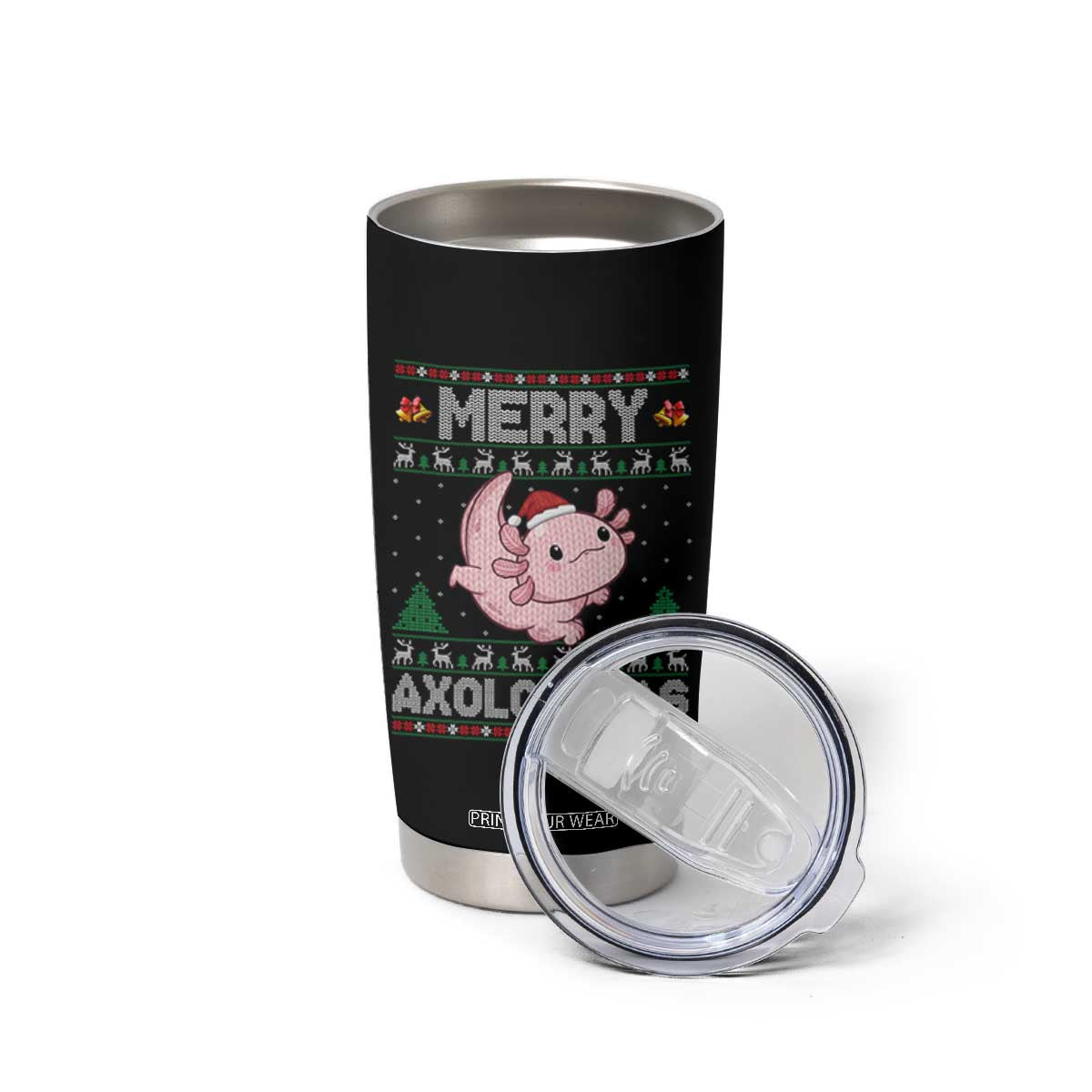 Funny Christmas Axolotl Tumbler Cup Merry Axolotlmas Xmas Salamander TS11 Print Your Wear