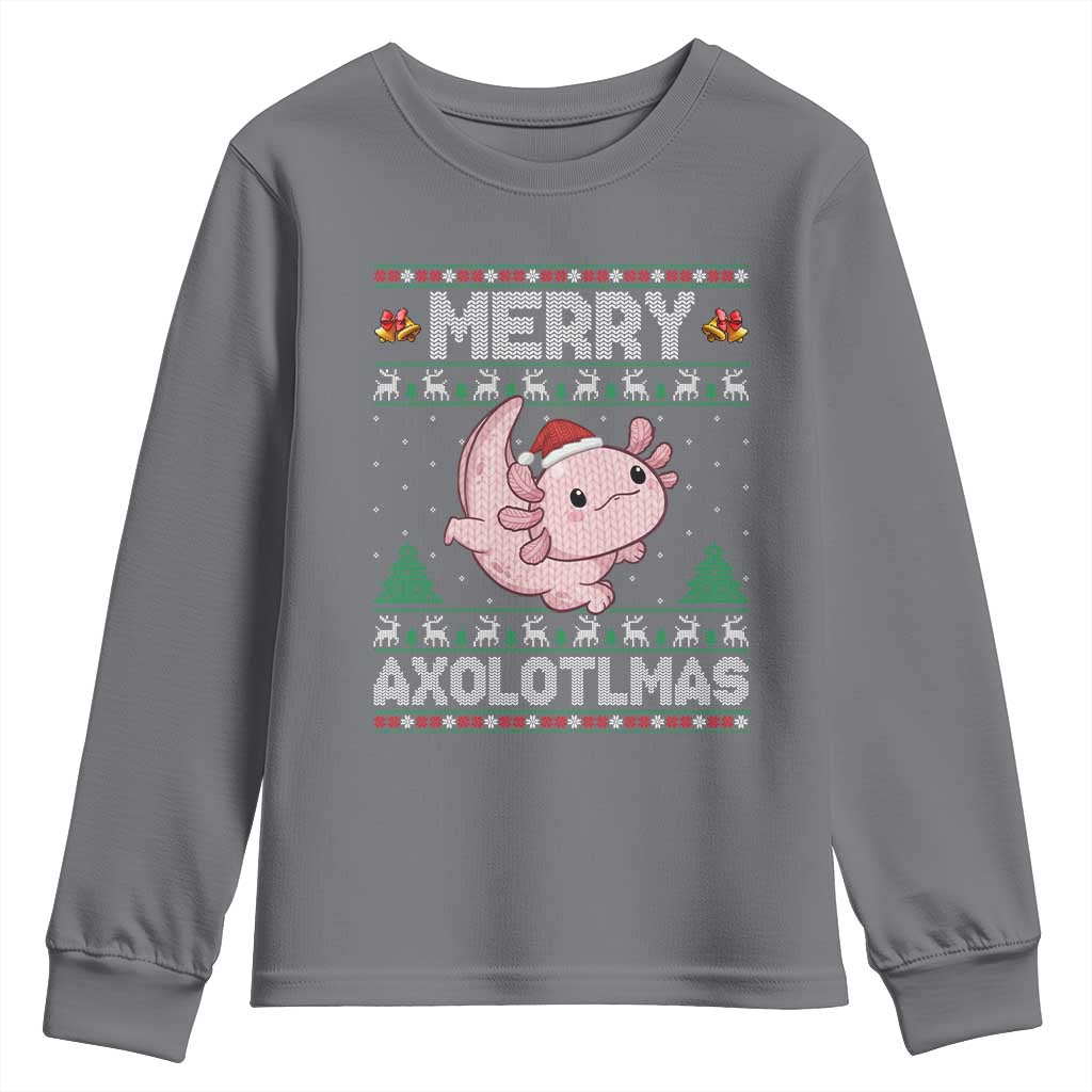 Funny Christmas Axolotl Youth Sweatshirt Merry Axolotlmas Xmas Salamander TS11 Charcoal Print Your Wear