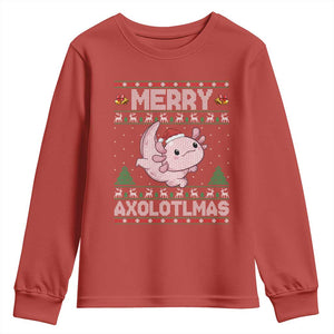 Funny Christmas Axolotl Youth Sweatshirt Merry Axolotlmas Xmas Salamander TS11 Red Print Your Wear