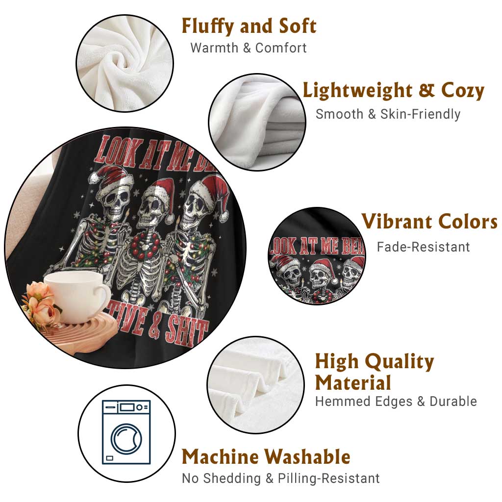 Look At Me Being All Festive And Shit Christmas Throw Blanket Funny Holiday Xmas Skeleton TS11 Print Your Wear