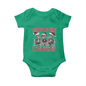 Look At Me Being All Festive And Shit Christmas Baby Onesie Funny Holiday Xmas Skeleton TS11 Irish Green Print Your Wear