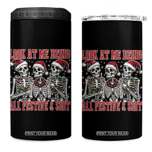 Look At Me Being All Festive And Shit Christmas 4 in 1 Can Cooler Tumbler Funny Holiday Xmas Skeleton TS11 One Size: 16 oz Black Print Your Wear