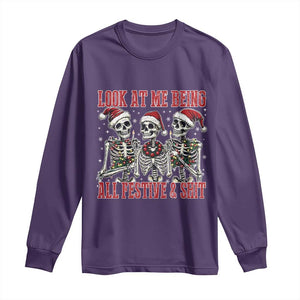 Look At Me Being All Festive And Shit Christmas Long Sleeve Shirt Funny Holiday Xmas Skeleton TS11 Purple Print Your Wear
