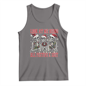 Look At Me Being All Festive And Shit Christmas Tank Top Funny Holiday Xmas Skeleton TS11 Deep Heather Print Your Wear