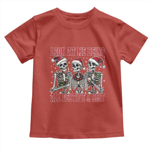 Look At Me Being All Festive And Shit Christmas Toddler T Shirt Funny Holiday Xmas Skeleton TS11 Red Print Your Wear