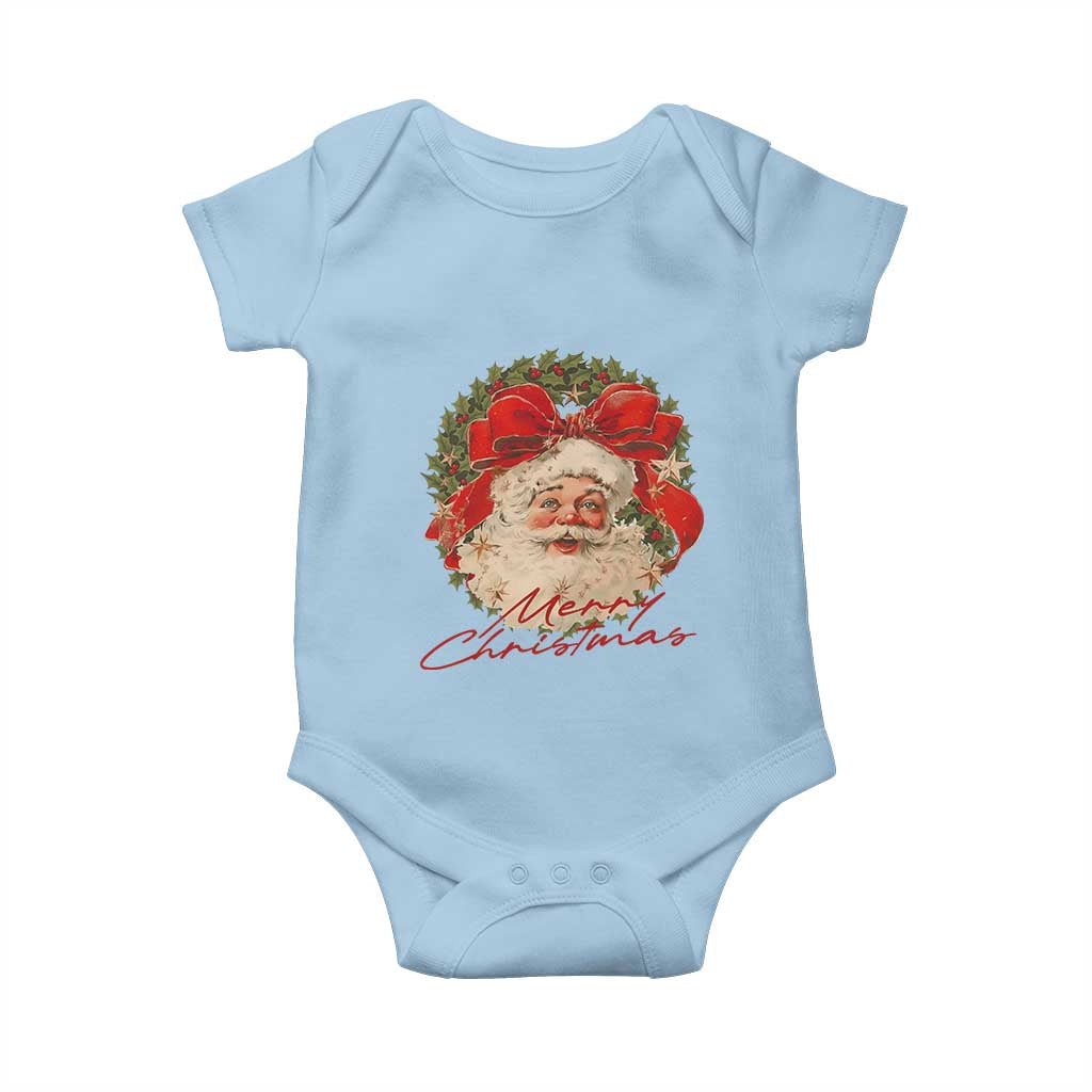 Merry Christmas Vintage Retro Santa Claus Coquette Baby Onesie TS11 Light Blue Print Your Wear