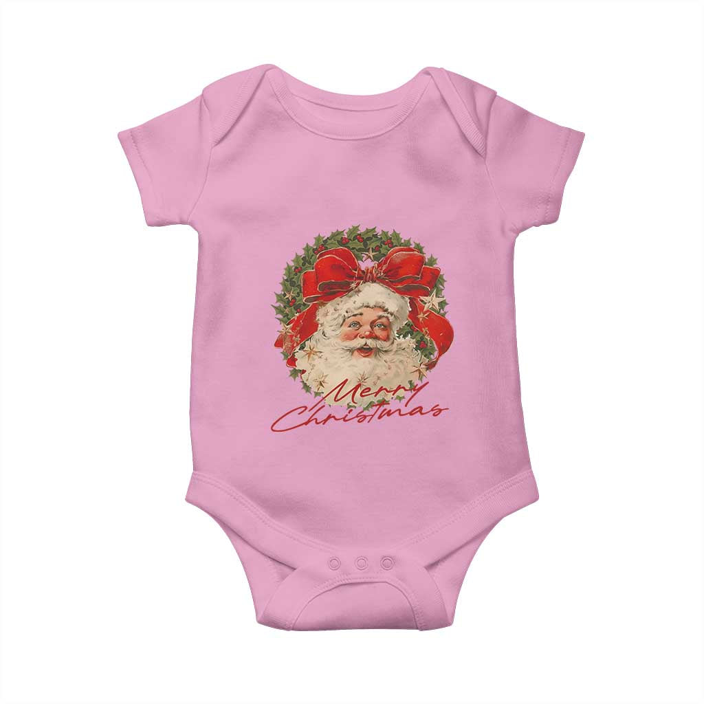 Merry Christmas Vintage Retro Santa Claus Coquette Baby Onesie TS11 Light Pink Print Your Wear