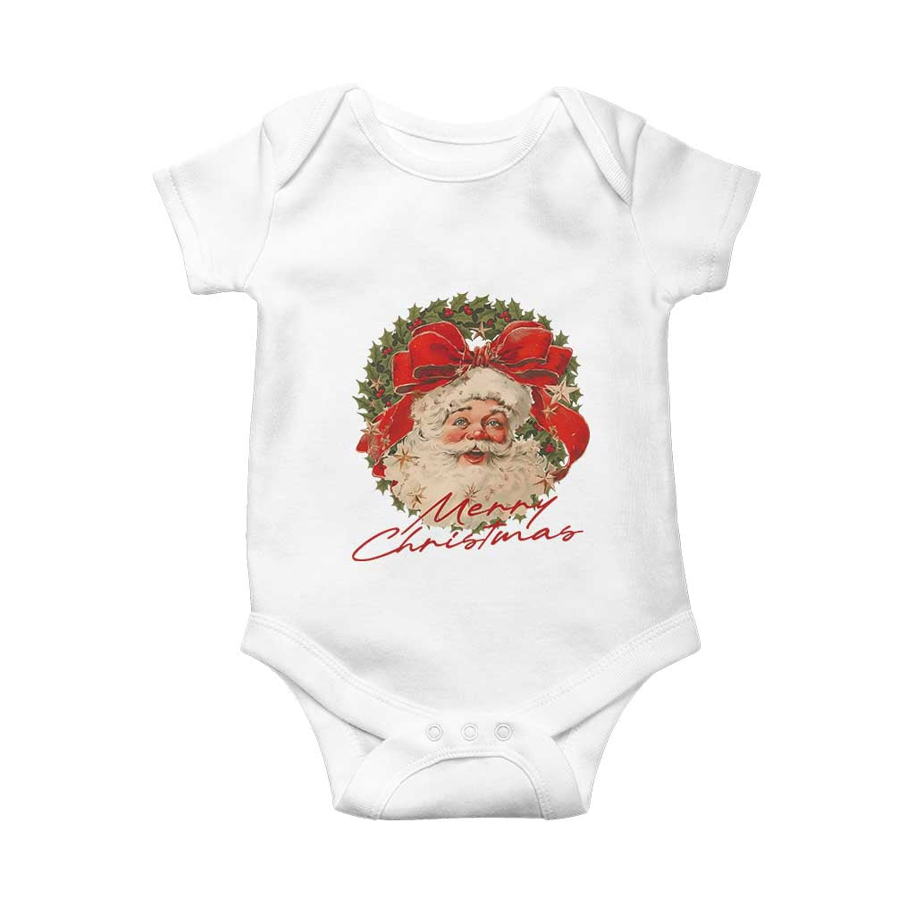 Merry Christmas Vintage Retro Santa Claus Coquette Baby Onesie TS11 White Print Your Wear