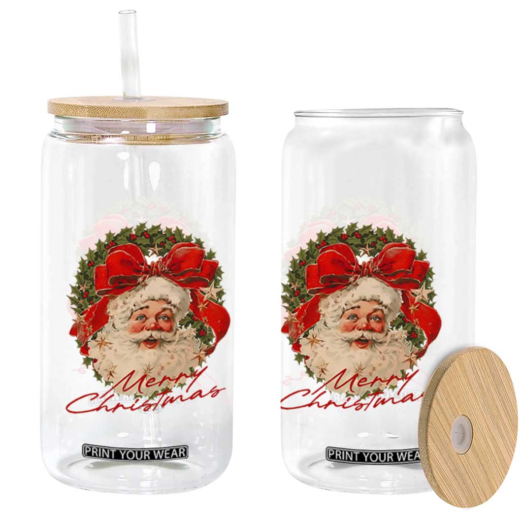 Merry Christmas Vintage Retro Santa Claus Coquette Glass Can TS11 Print Your Wear