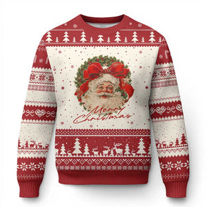 Merry Xmas Vintage Retro Santa Claus Coquette Ugly Christmas Sweater TS11 Beige Red Print Your Wear