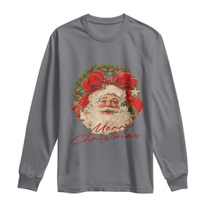 Merry Christmas Vintage Retro Santa Claus Coquette Long Sleeve Shirt TS11 Charcoal Print Your Wear
