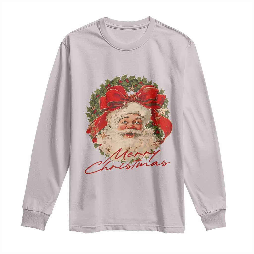 Merry Christmas Vintage Retro Santa Claus Coquette Long Sleeve Shirt TS11 Ice Gray Print Your Wear