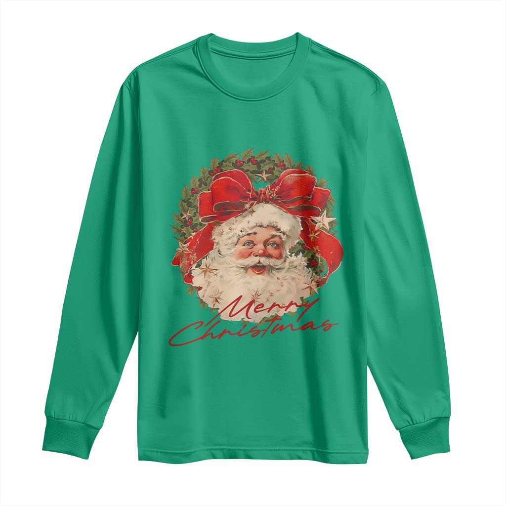 Merry Christmas Vintage Retro Santa Claus Coquette Long Sleeve Shirt TS11 Irish Green Print Your Wear