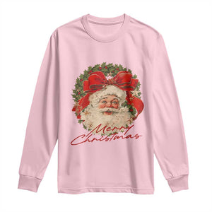 Merry Christmas Vintage Retro Santa Claus Coquette Long Sleeve Shirt TS11 Light Pink Print Your Wear