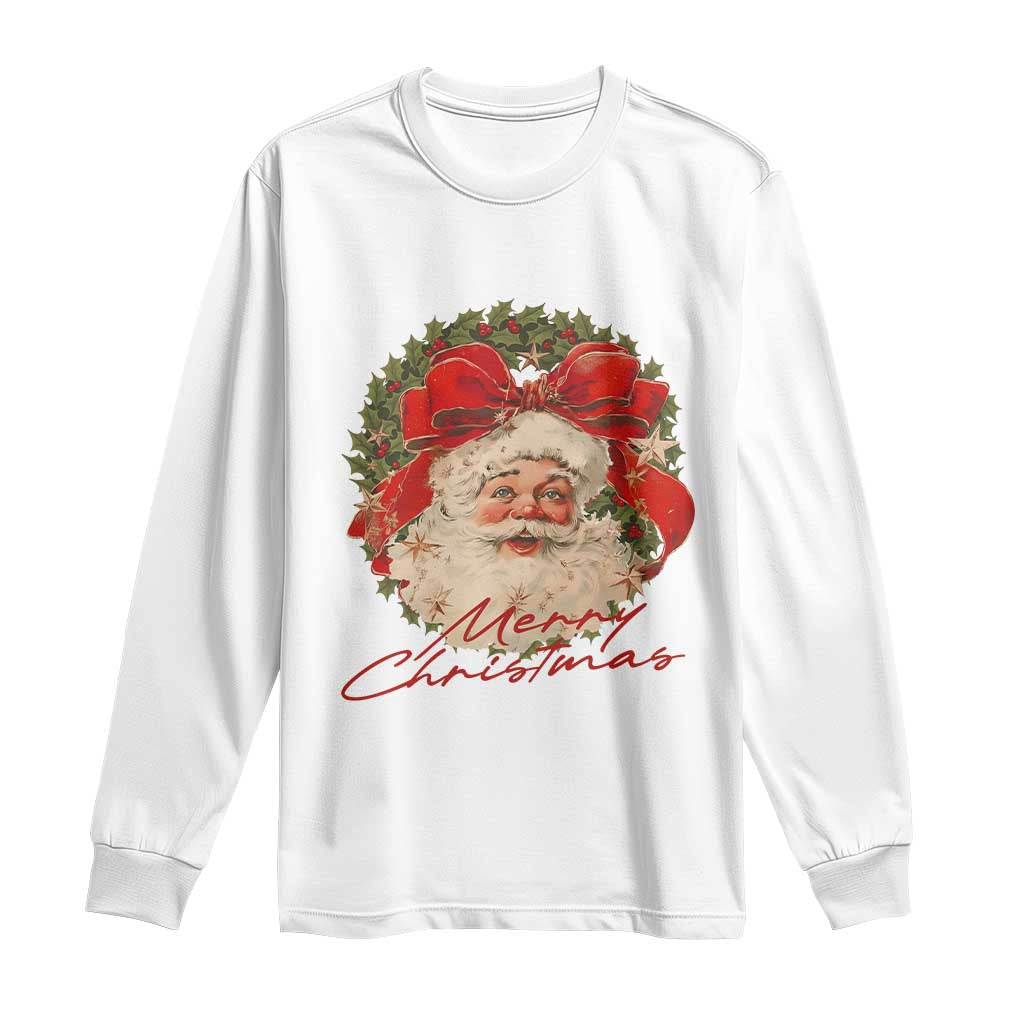 Merry Christmas Vintage Retro Santa Claus Coquette Long Sleeve Shirt TS11 White Print Your Wear