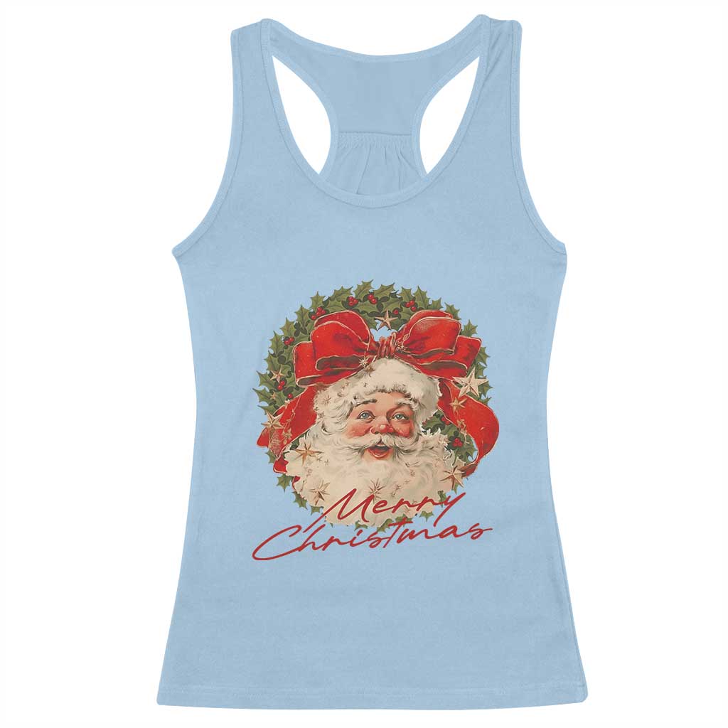 Merry Christmas Vintage Retro Santa Claus Coquette Racerback Tank Top TS11 Light Blue Print Your Wear