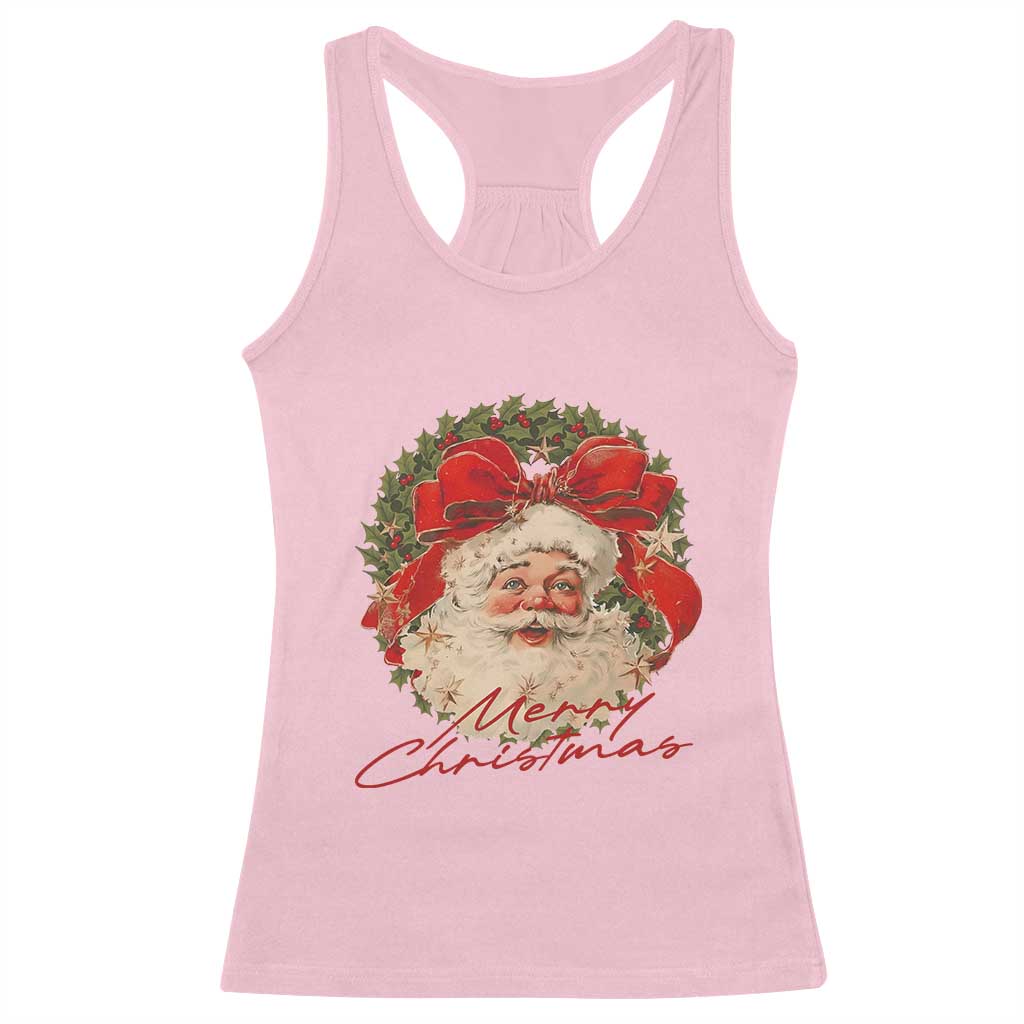 Merry Christmas Vintage Retro Santa Claus Coquette Racerback Tank Top TS11 Light Pink Print Your Wear