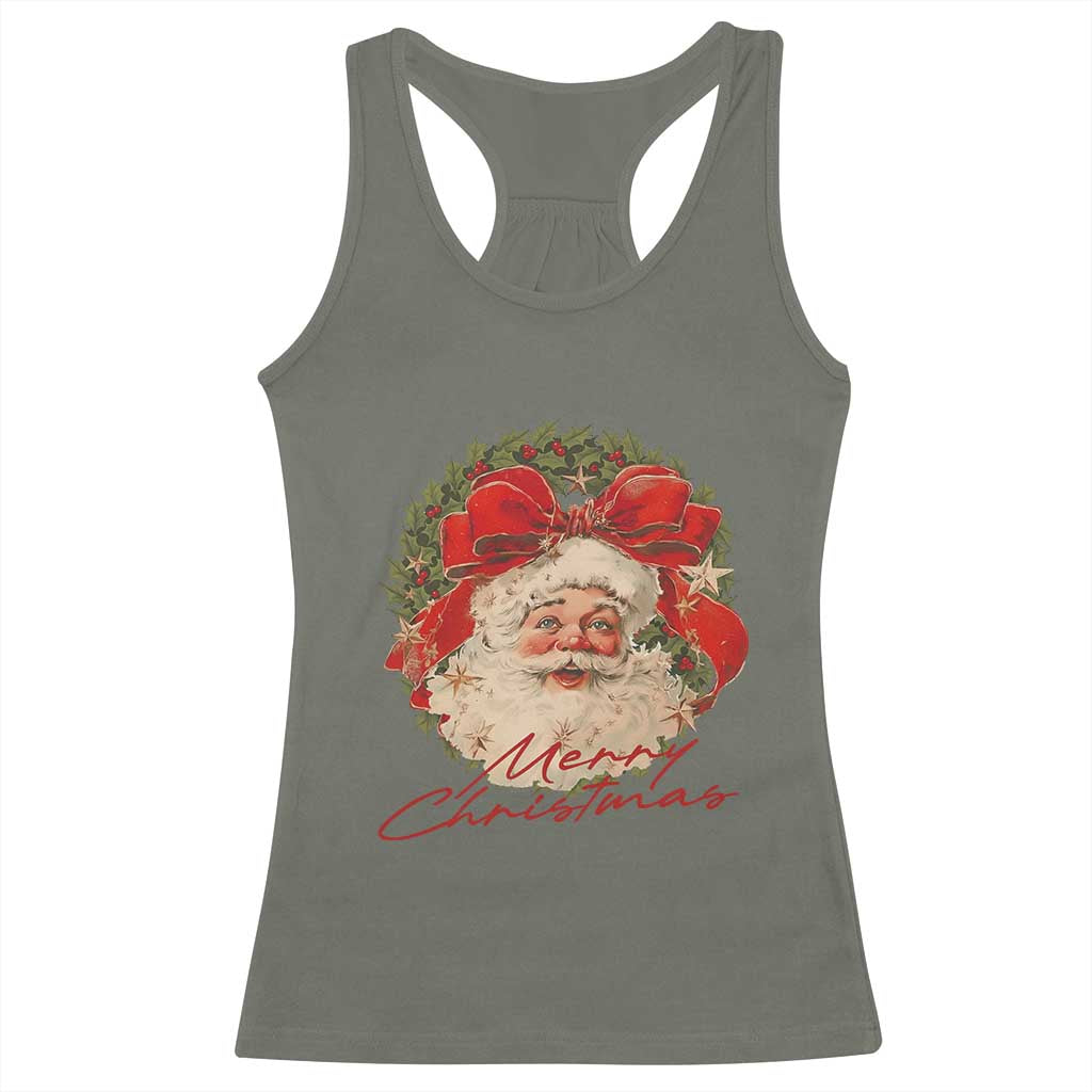 Merry Christmas Vintage Retro Santa Claus Coquette Racerback Tank Top TS11 Military Green Print Your Wear