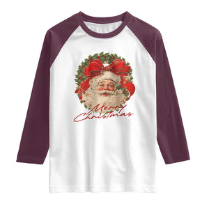 Merry Christmas Vintage Retro Santa Claus Coquette Raglan Shirt TS11 White Maroon Print Your Wear