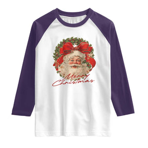 Merry Christmas Vintage Retro Santa Claus Coquette Raglan Shirt TS11 White Purple Print Your Wear