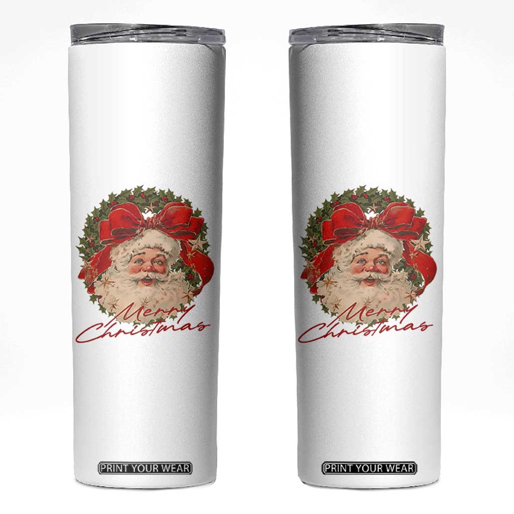 Merry Christmas Vintage Retro Santa Claus Coquette Skinny Tumbler TS11 White Print Your Wear