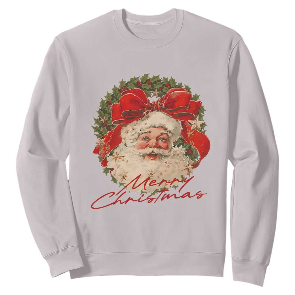 Merry Christmas Vintage Retro Santa Claus Coquette Sweatshirt TS11 Ice Gray Print Your Wear