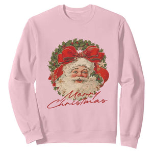 Merry Christmas Vintage Retro Santa Claus Coquette Sweatshirt TS11 Light Pink Print Your Wear