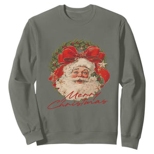 Merry Christmas Vintage Retro Santa Claus Coquette Sweatshirt TS11 Military Green Print Your Wear