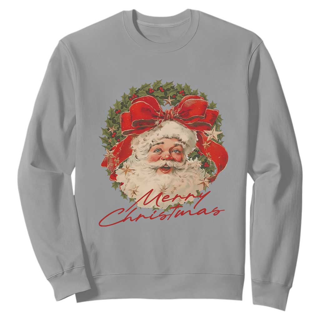 Merry Christmas Vintage Retro Santa Claus Coquette Sweatshirt TS11 Sport Gray Print Your Wear