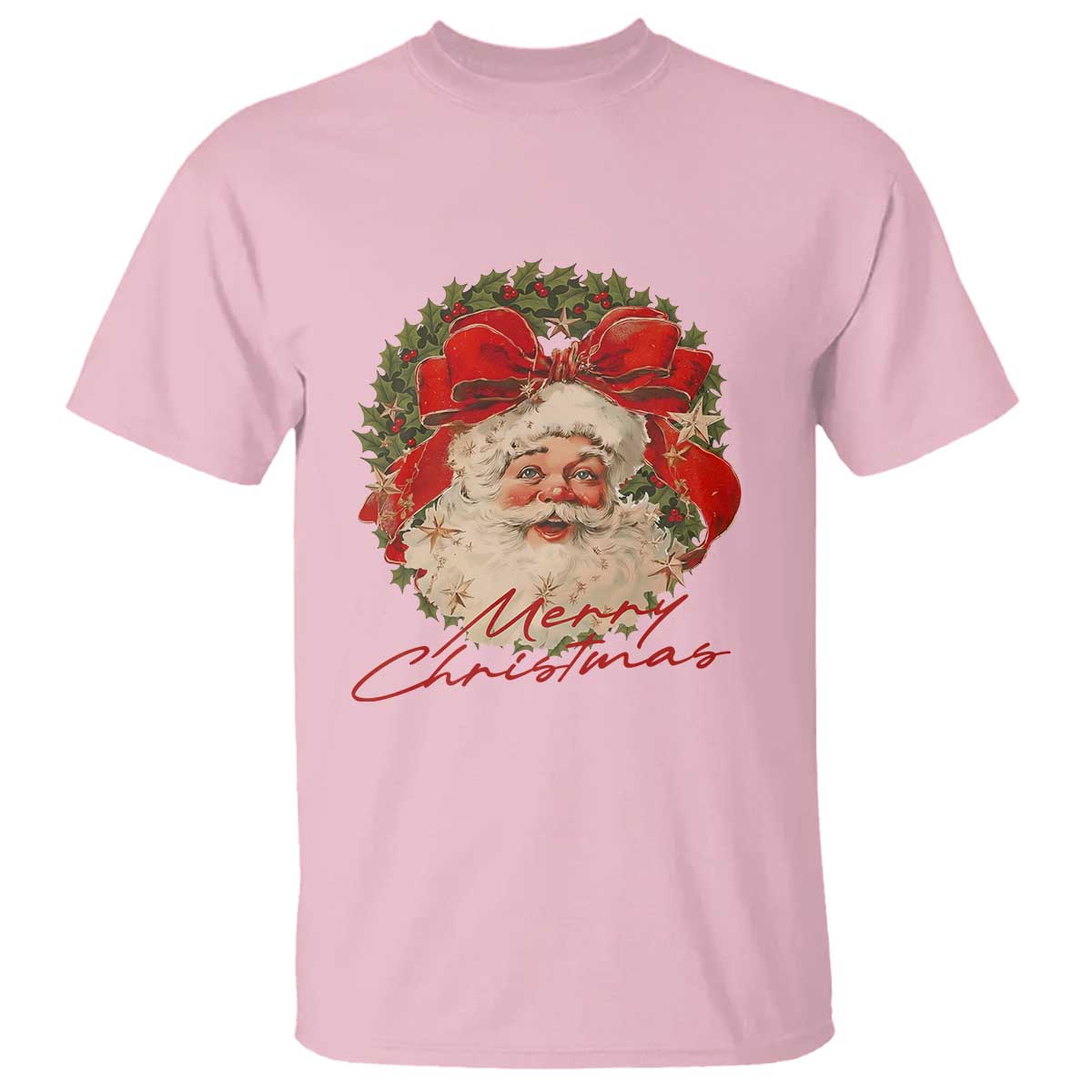 Merry Christmas Vintage Retro Santa Claus Coquette T Shirt TS11 Light Pink Print Your Wear