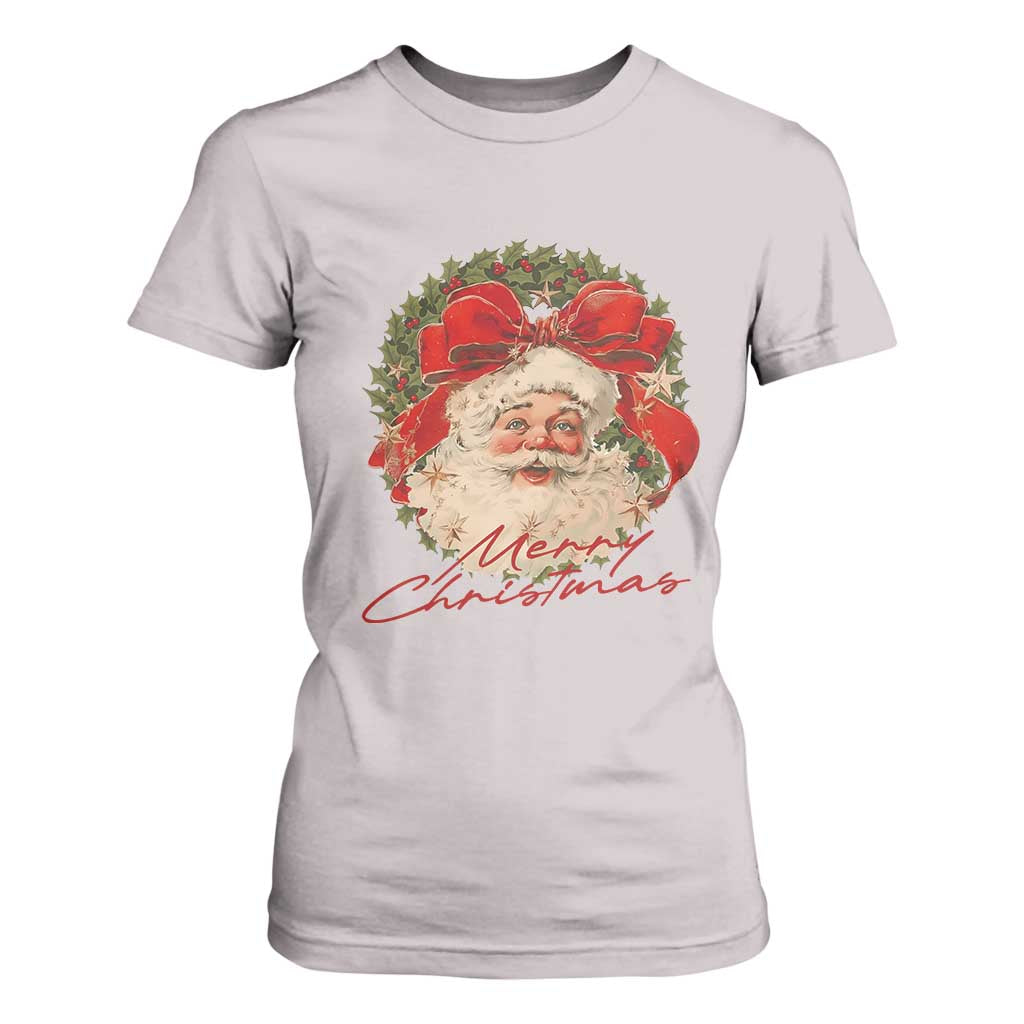 Merry Christmas Vintage Retro Santa Claus Coquette T Shirt For Women TS11 Ice Gray Print Your Wear