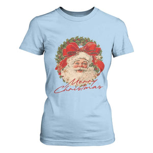 Merry Christmas Vintage Retro Santa Claus Coquette T Shirt For Women TS11 Light Blue Print Your Wear