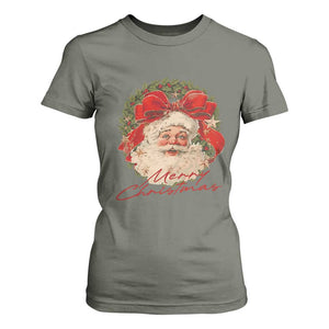 Merry Christmas Vintage Retro Santa Claus Coquette T Shirt For Women TS11 Military Green Print Your Wear
