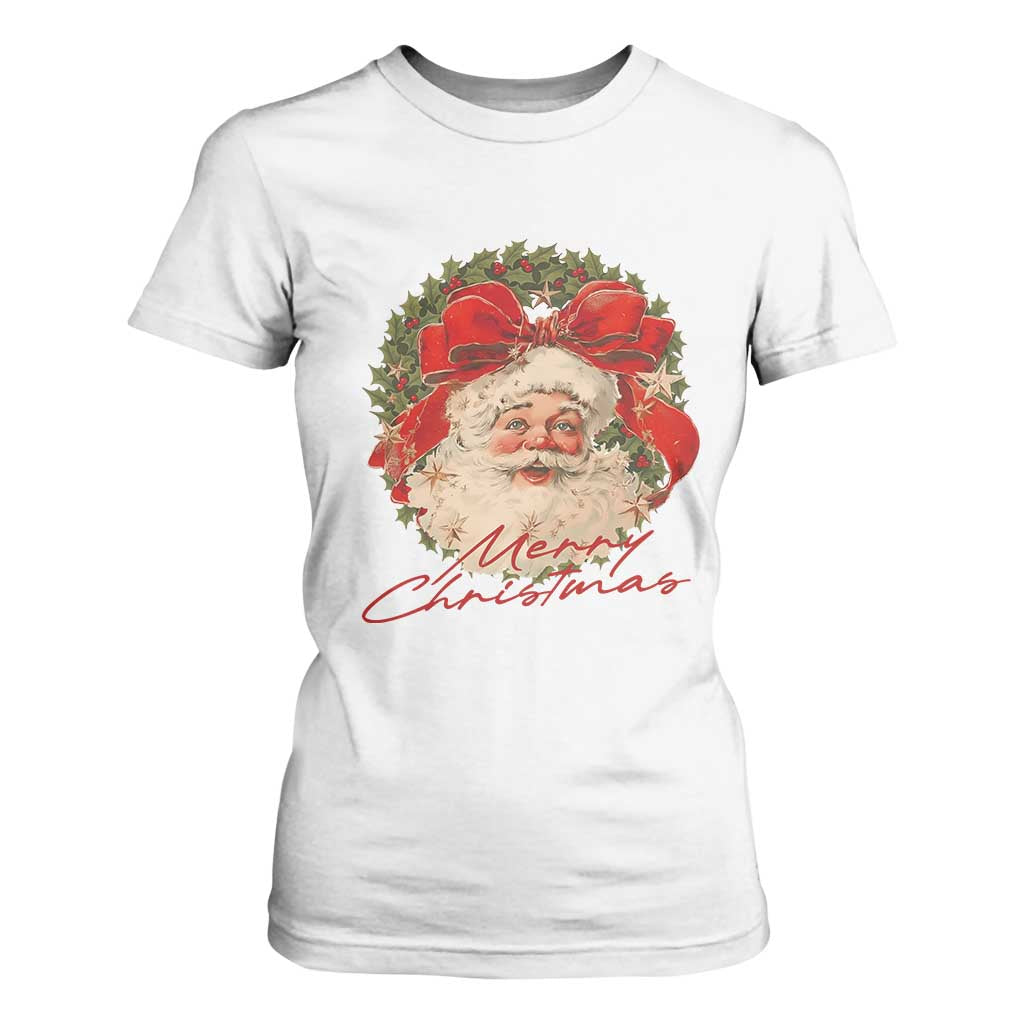 Merry Christmas Vintage Retro Santa Claus Coquette T Shirt For Women TS11 White Print Your Wear