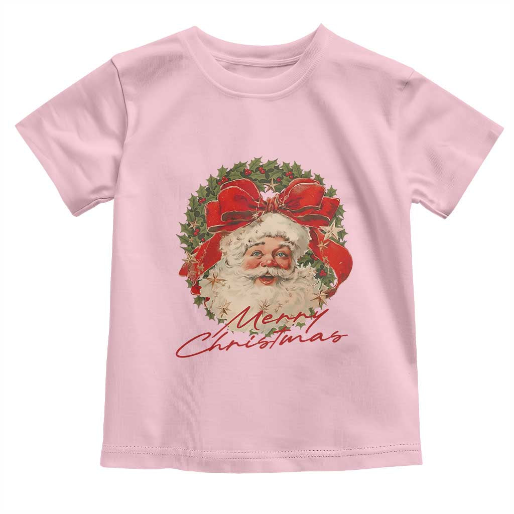 Merry Christmas Vintage Retro Santa Claus Coquette Toddler T Shirt TS11 Light Pink Print Your Wear