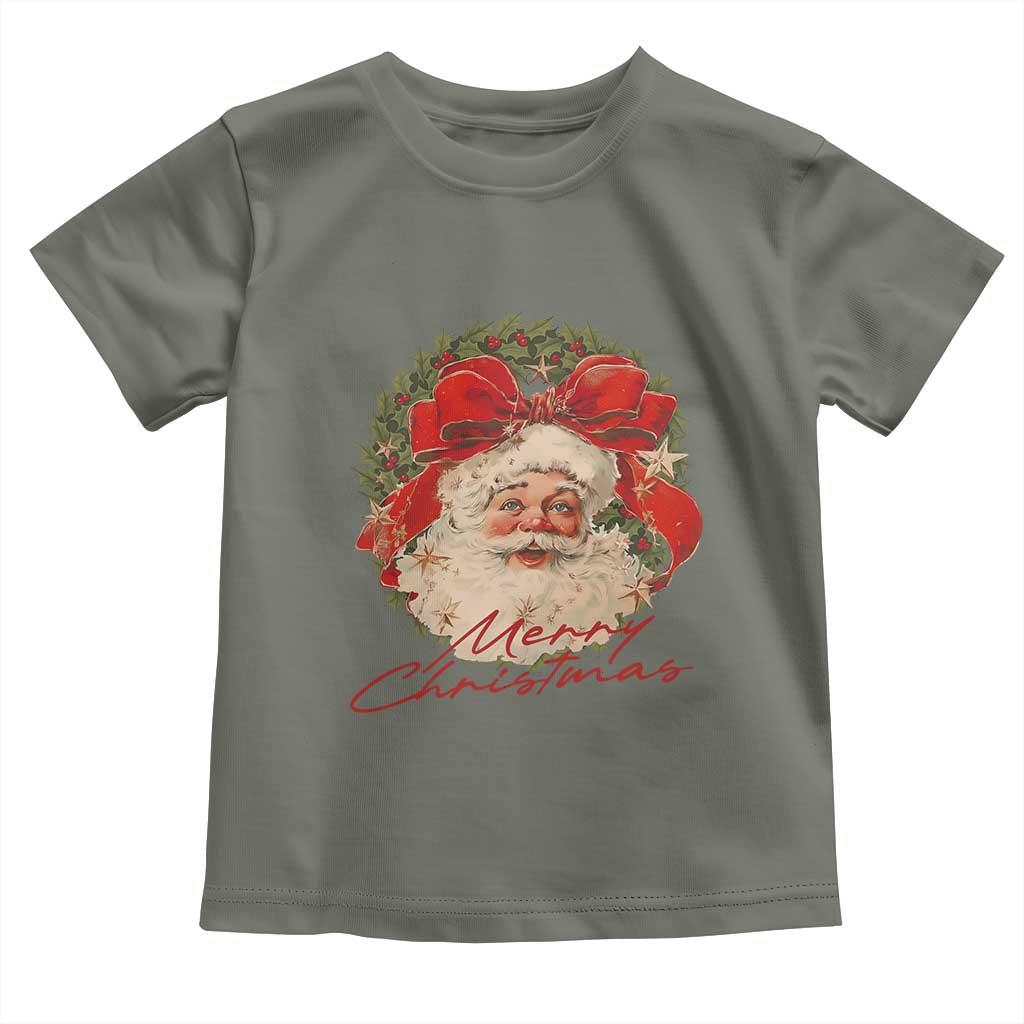 Merry Christmas Vintage Retro Santa Claus Coquette Toddler T Shirt TS11 Military Green Print Your Wear