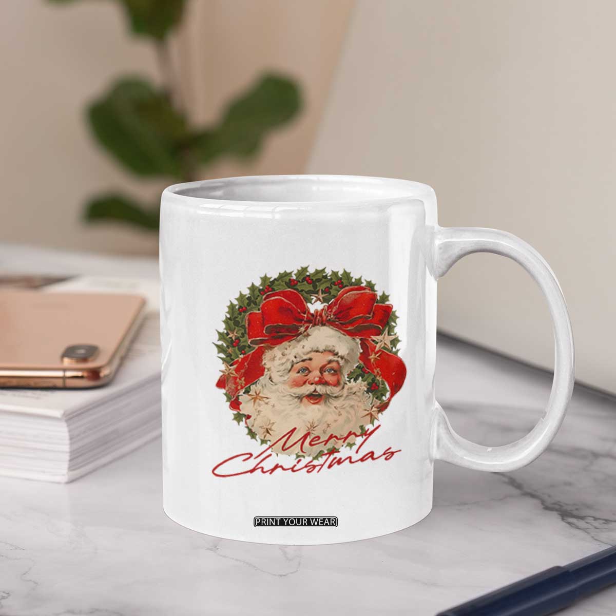 Merry Christmas Vintage Retro Santa Claus Coquette Coffee Mug TS11 Print Your Wear