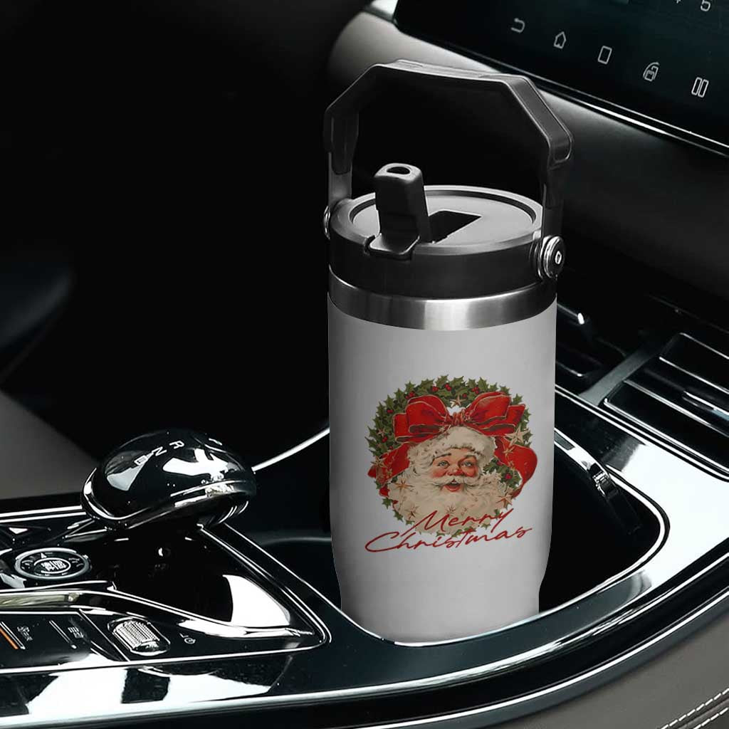 Merry Christmas Vintage Retro Santa Claus Coquette Flip Straw Tumbler TS11 Print Your Wear
