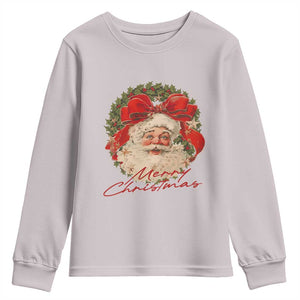 Merry Christmas Vintage Retro Santa Claus Coquette Youth Sweatshirt TS11 Ice Gray Print Your Wear
