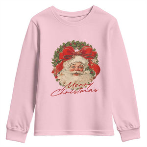 Merry Christmas Vintage Retro Santa Claus Coquette Youth Sweatshirt TS11 Light Pink Print Your Wear