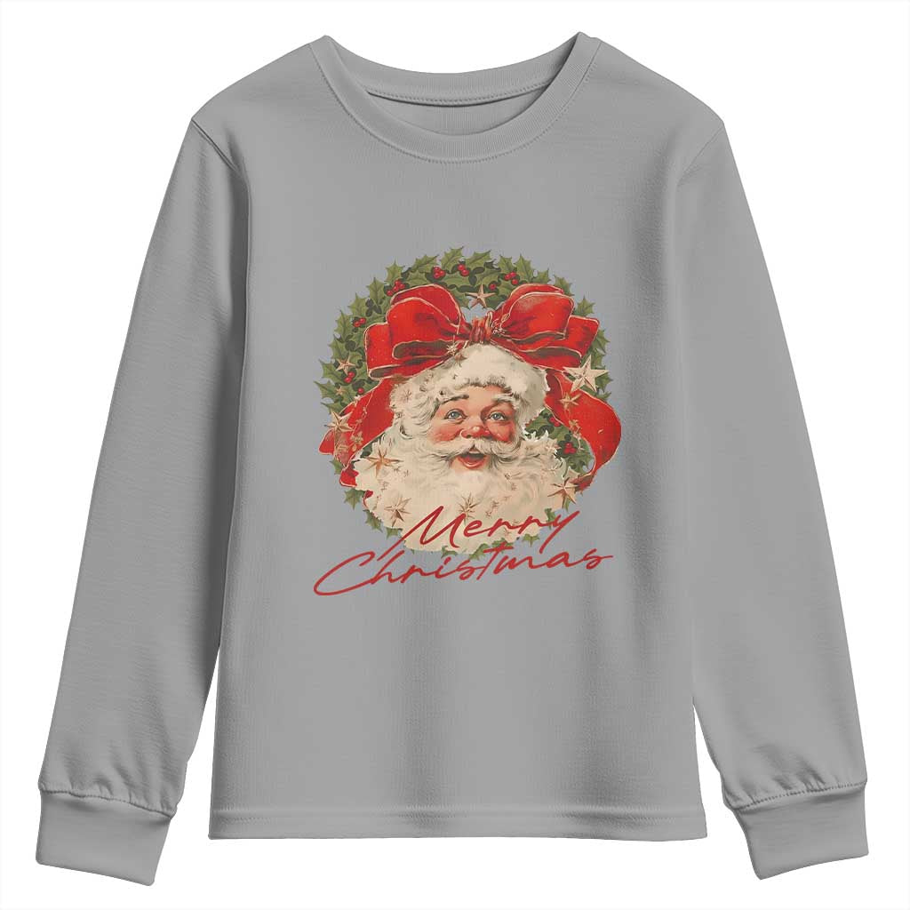 Merry Christmas Vintage Retro Santa Claus Coquette Youth Sweatshirt TS11 Sport Gray Print Your Wear