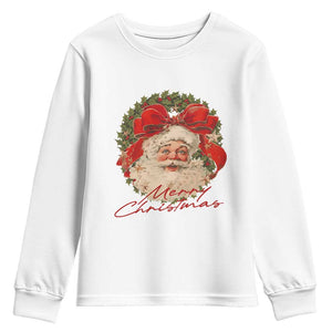 Merry Christmas Vintage Retro Santa Claus Coquette Youth Sweatshirt TS11 White Print Your Wear