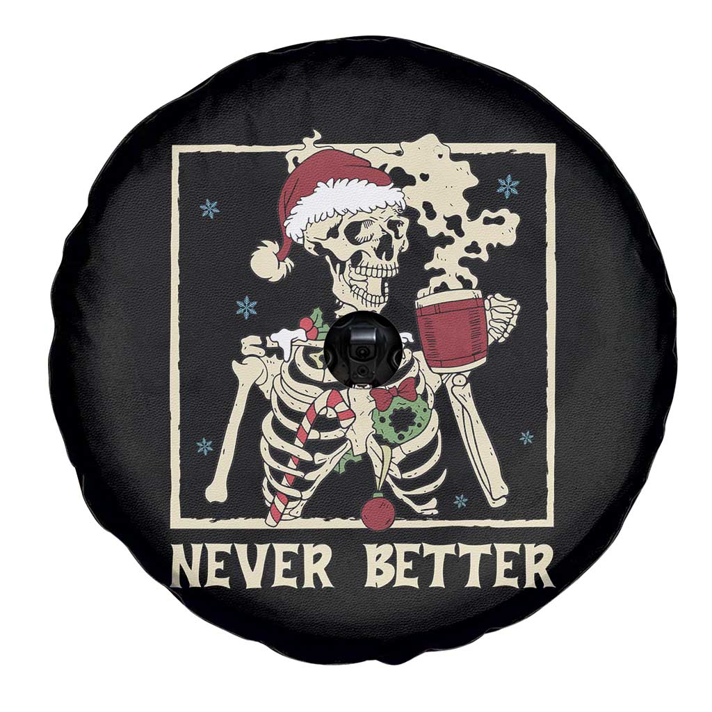 Funny Christmas Never Better Spare Tire Cover Skeleton Drinking Coffee TS11 Print Your Wear