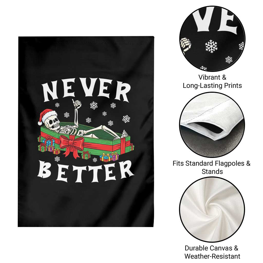 Funny Halloween Christmas Never Better Garden Flag Xmas Skeleton Coffin TS11 Print Your Wear