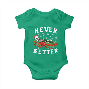 Funny Halloween Christmas Never Better Baby Onesie Xmas Skeleton Coffin TS11 Irish Green Print Your Wear
