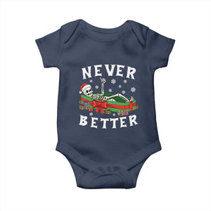 Funny Halloween Christmas Never Better Baby Onesie Xmas Skeleton Coffin TS11 Navy Print Your Wear