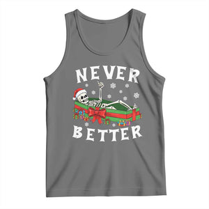 Funny Halloween Christmas Never Better Tank Top Xmas Skeleton Coffin TS11 Black Heather Print Your Wear